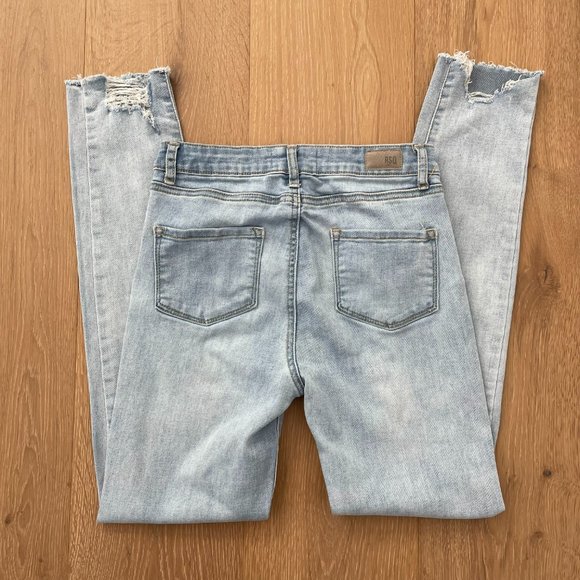 RSQ Jeans Girls 12 Tilly’s Blue Super High Rise Jeggings Denim Light Wash - Picture 5 of 16